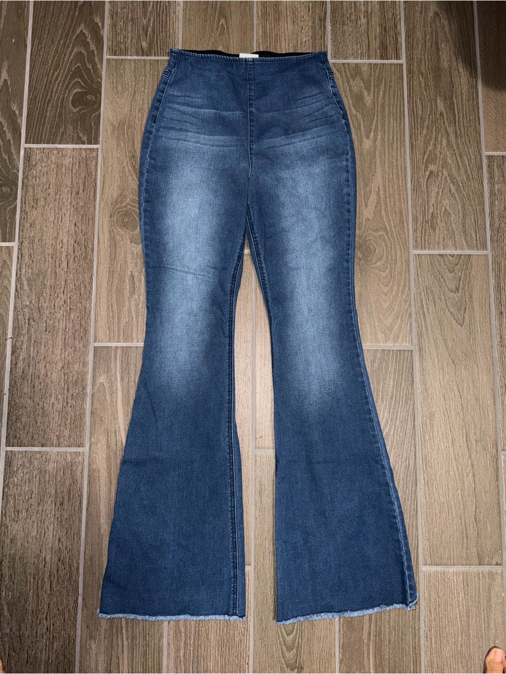 Knox Rose Blue Pull on Flare Denim Jeans